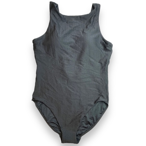 Seafolly Textured High-Neck Black One-Piece Swimsuit - Picture 6 of 13